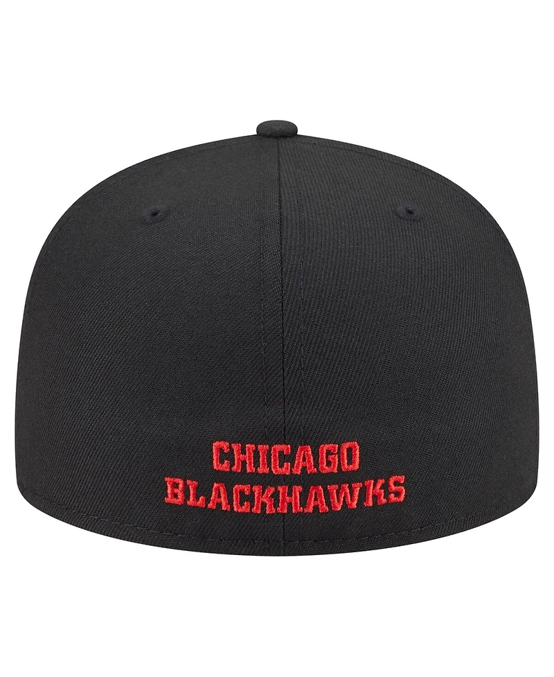 New Era Men's Black Chicago Blackhawks Deceptor 59FIFTY Fitted Hat