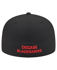 New Era Men's Black Chicago Blackhawks Deceptor 59FIFTY Fitted Hat