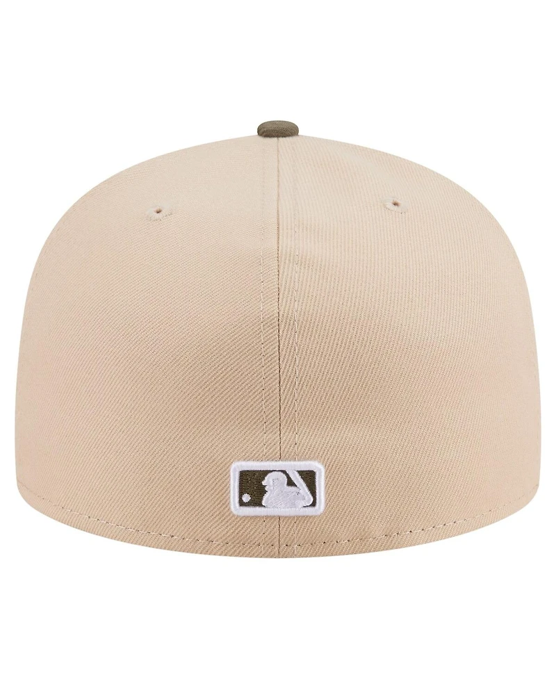 New Era Men's Light Beige/Olive Cincinnati Reds Two-Tone Color Pack A-Frame 59FIFTY Fitted Hat