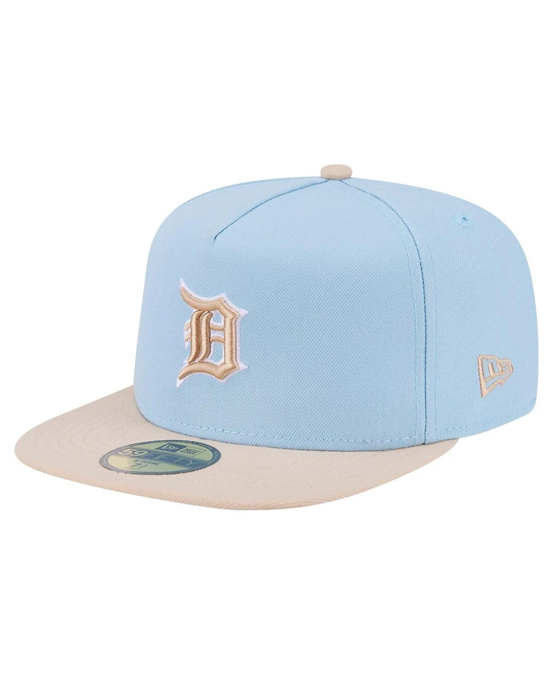 New Era Men's Light Blue/Cream Detroit Tigers Two-Tone Color Pack A-Frame 59FIFTY Fitted Hat