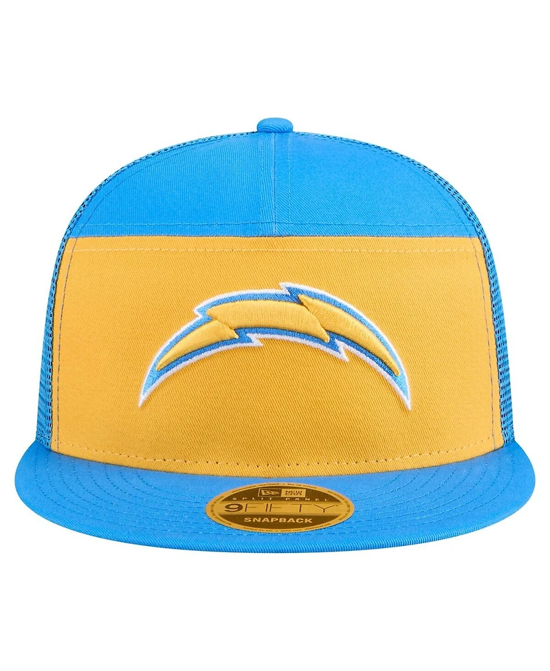 New Era Men's Gold/Powder Blue Los Angeles Chargers Outdoor Split Panel 9FIFTY Snapback Hat