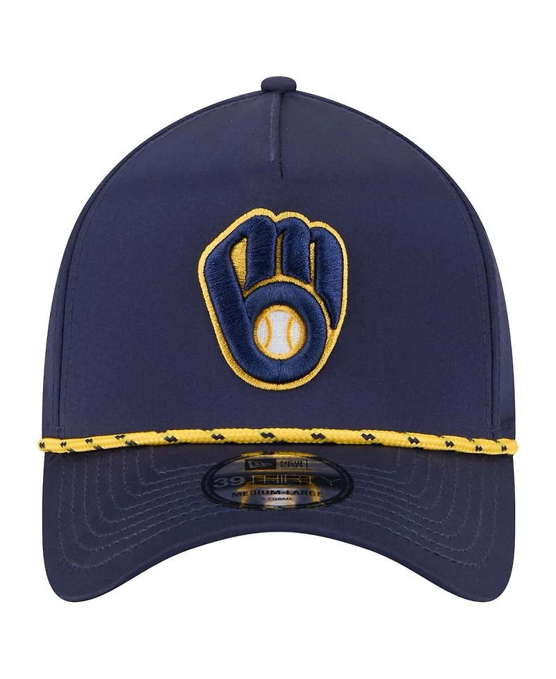 New Era Men's Navy Milwaukee Brewers 39THIRTY A-Frame Perforated Flex Hat