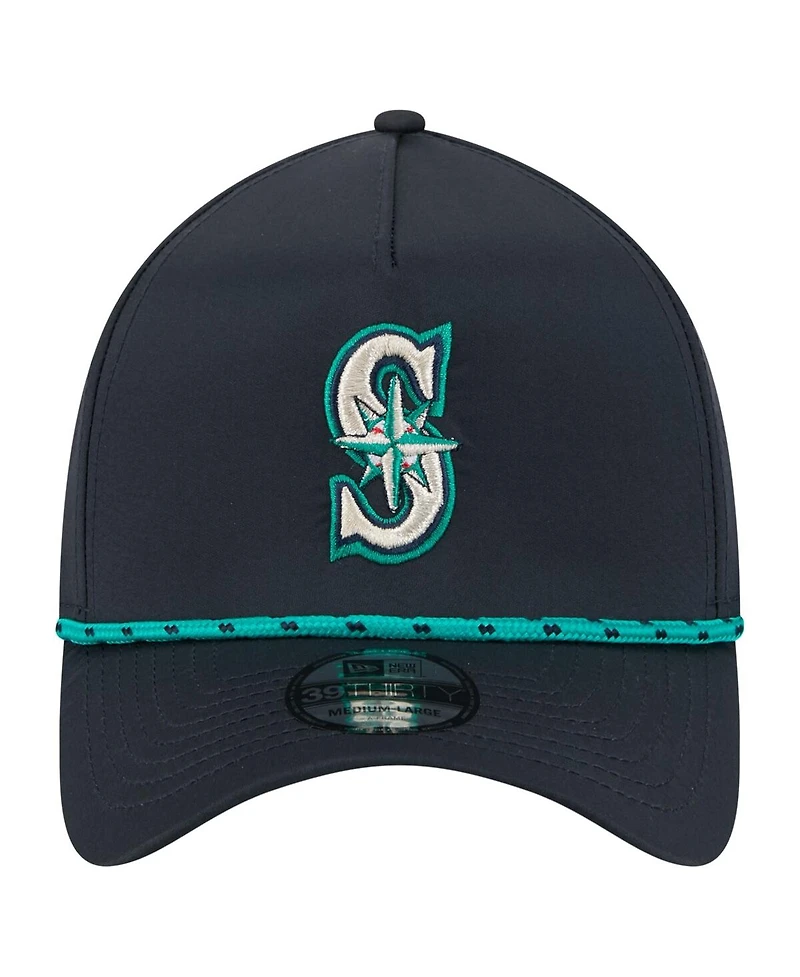 New Era Men's Navy Seattle Mariners 39THIRTY A-Frame Perforated Flex Hat