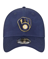 New Era Men's Navy Milwaukee Brewers Tonal Camo 39THIRTY Flex Hat