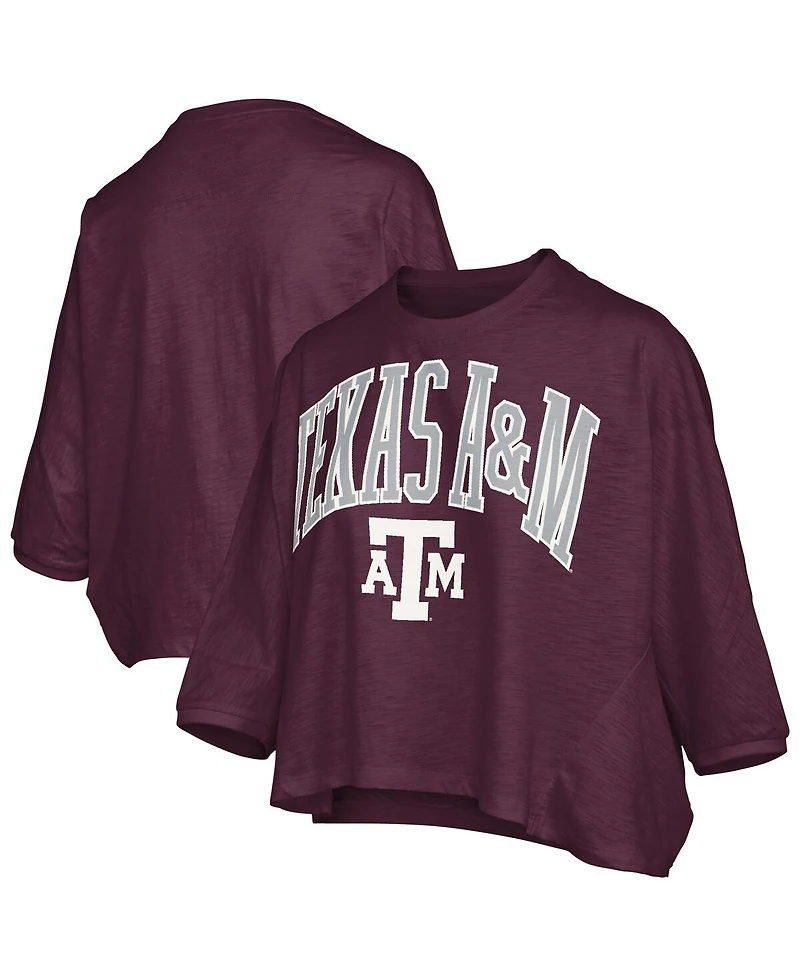 Pressbox Women's Maroon Texas A M Aggies Midi Arch Over Logo Oversized T-Shirt
