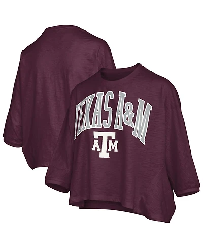 Pressbox Women's Maroon Texas A M Aggies Midi Arch Over Logo Oversized T-Shirt