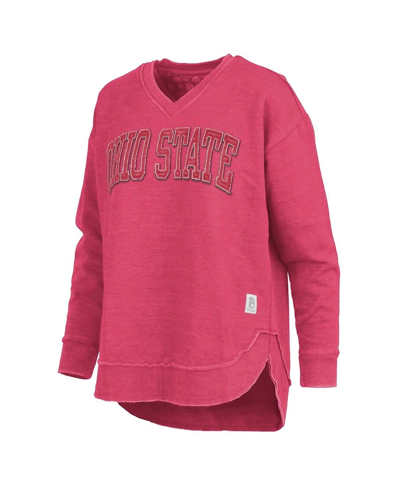Pressbox Women's Scarlet Ohio State Buckeyes Westin Poncho V-Neck Pullover Sweatshirt
