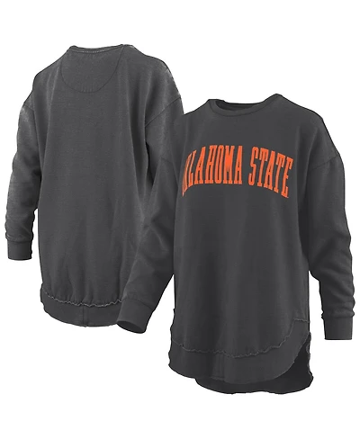 Pressbox Women's Black Oklahoma State Cowboys Melange Poncho Vintage Fleece Long Sleeve Pullover Sweatshirt