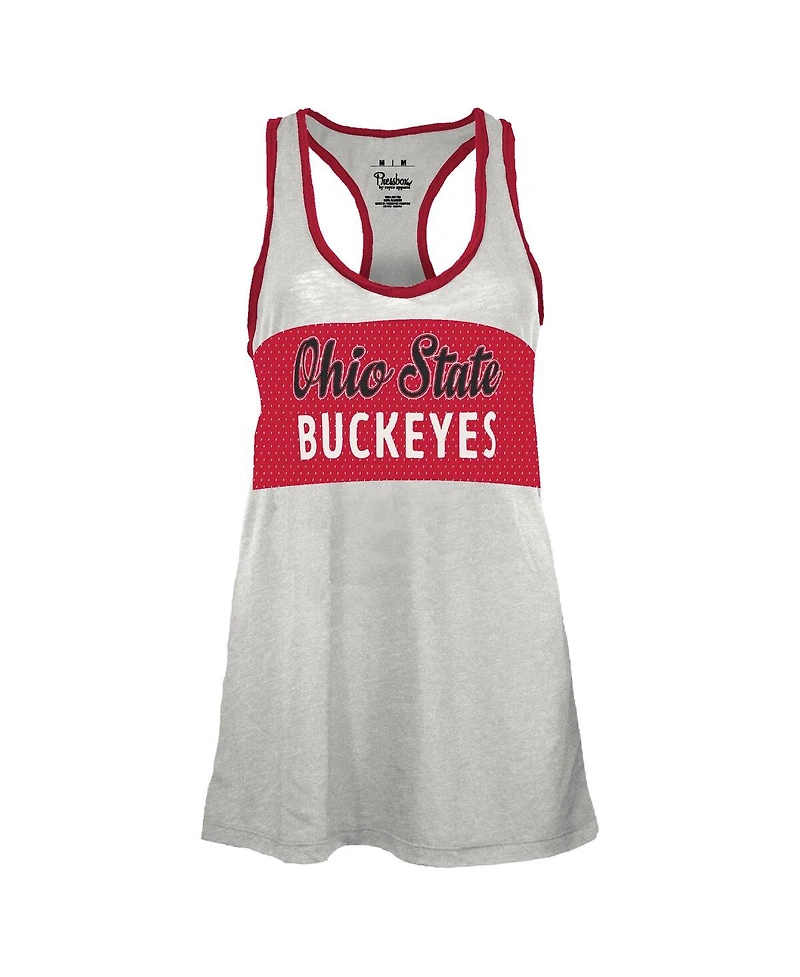 Pressbox Women's White/Scarlet Ohio State Buckeyes Tracy Racerback Burnout Tank Top