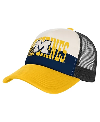 Outerstuff Big Boys and Girls Navy/Cream Michigan Wolverines Modern Fan Trucker Adjustable Hat