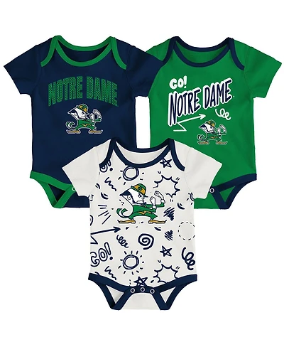 Outerstuff Baby Boys and Girls 3-Pack Notre Dame Fighting Irish All Day Play Bodysuit Set