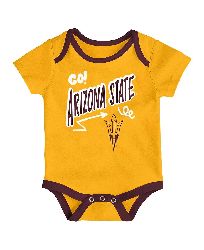 Outerstuff Baby Boys and Girls 3-Pack Arizona State Sun Devils All Day Play Bodysuit Set