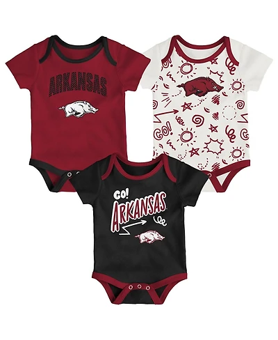 Outerstuff Baby Boys and Girls 3-Pack Arkansas Razorbacks All Day Play Bodysuit Set