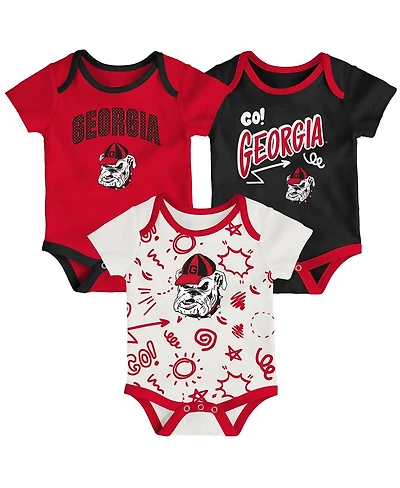 Outerstuff Baby Boys and Girls Outerstuff Georgia Bulldogs All Day Play 3-Piece Bodysuit Set