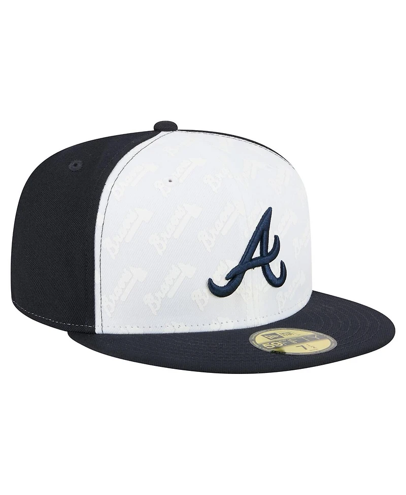 New Era Men's White/Navy Atlanta Braves Repeat 59FIFTY Fitted Hat