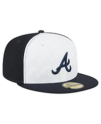 New Era Men's White/Navy Atlanta Braves Repeat 59FIFTY Fitted Hat