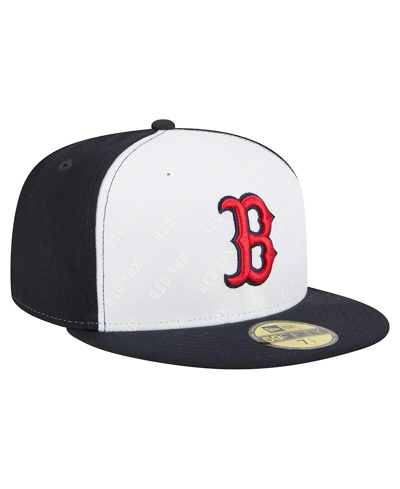 New Era Men's White/Navy Boston Red Sox Repeat 59FIFTY Fitted Hat