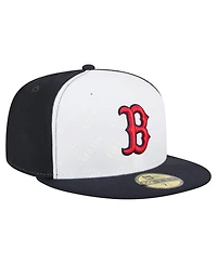 New Era Men's White/Navy Boston Red Sox Repeat 59FIFTY Fitted Hat