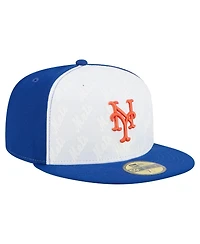 New Era Men's White/Royal York Mets Repeat 59FIFTY Fitted Hat