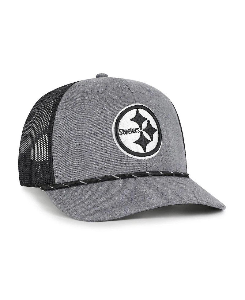 '47 Brand Men's Heather Charcoal Pittsburgh Steelers Carbon Rope Trucker Adjustable Hat