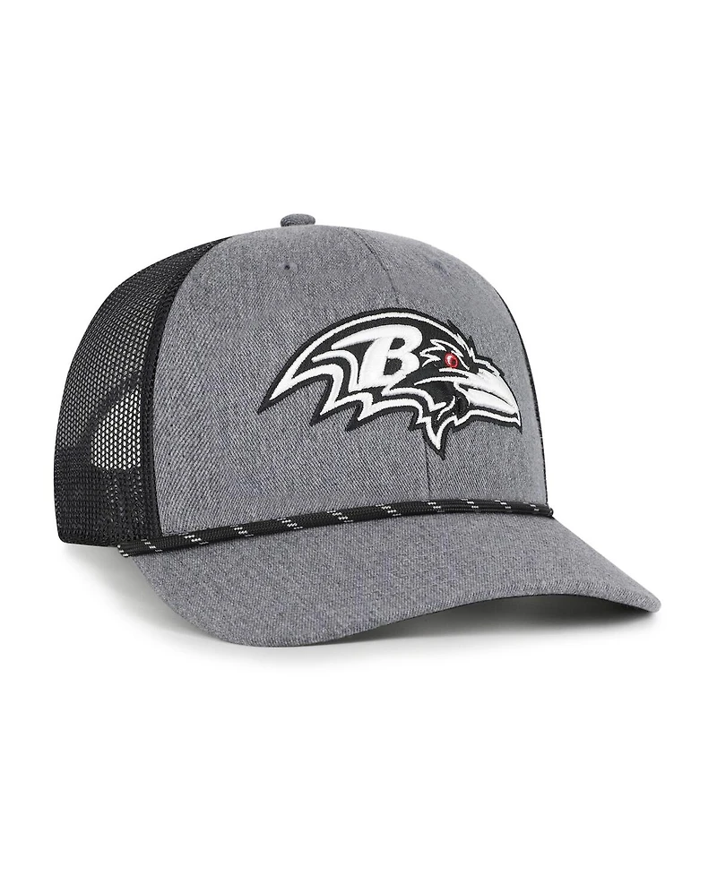'47 Brand Men's Heather Charcoal Baltimore Ravens Carbon Rope Trucker Adjustable Hat