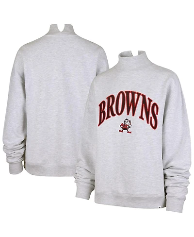 '47 Brand Women's Heather Gray Cleveland Browns Vantage Mock Neck Pullover Sweatshirt