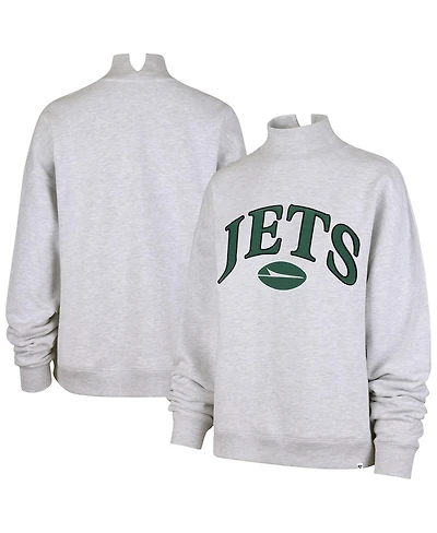 '47 Brand Women's Heather Gray New York Jets Vantage Mock Neck Pullover Sweatshirt