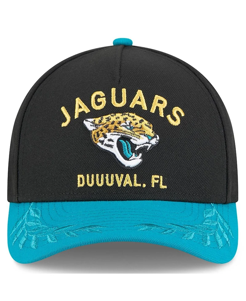 New Era Big Boys and Girls Black/Teal Jacksonville Jaguars 2025 Nfl Draft 9FORTY A-Frame M-Crown Adjustable Hat