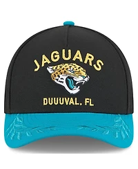 New Era Big Boys and Girls Black/Teal Jacksonville Jaguars 2025 Nfl Draft 9FORTY A-Frame M-Crown Adjustable Hat