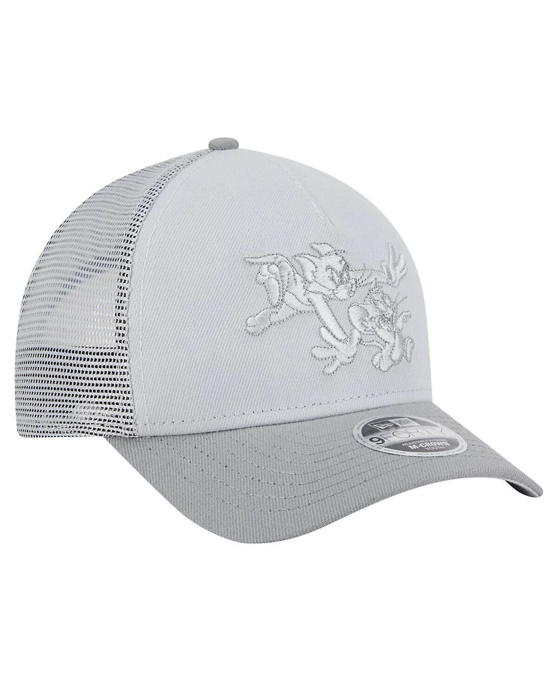 New Era Big Boys and Girls Gray Tom and Jerry Tonal 9FORTY Adjustable Trucker Hat