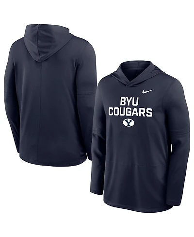 Nike Men's Navy Byu Cougars 2025 Sideline Dri-fit Long Sleeve Hoodie T-Shirt
