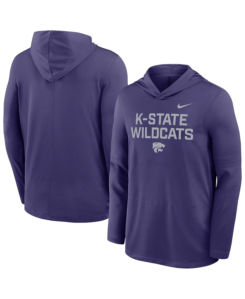 Nike Men's Purple Kansas State Wildcats 2025 Sideline Dri-fit Long Sleeve Hoodie T-Shirt