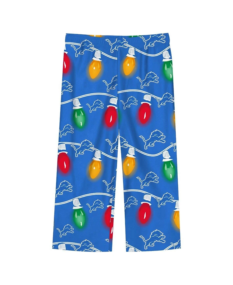Outerstuff Big Boys and Girls 2-Piece Detroit Lions Garland Holiday Long Sleeve Pajama Set