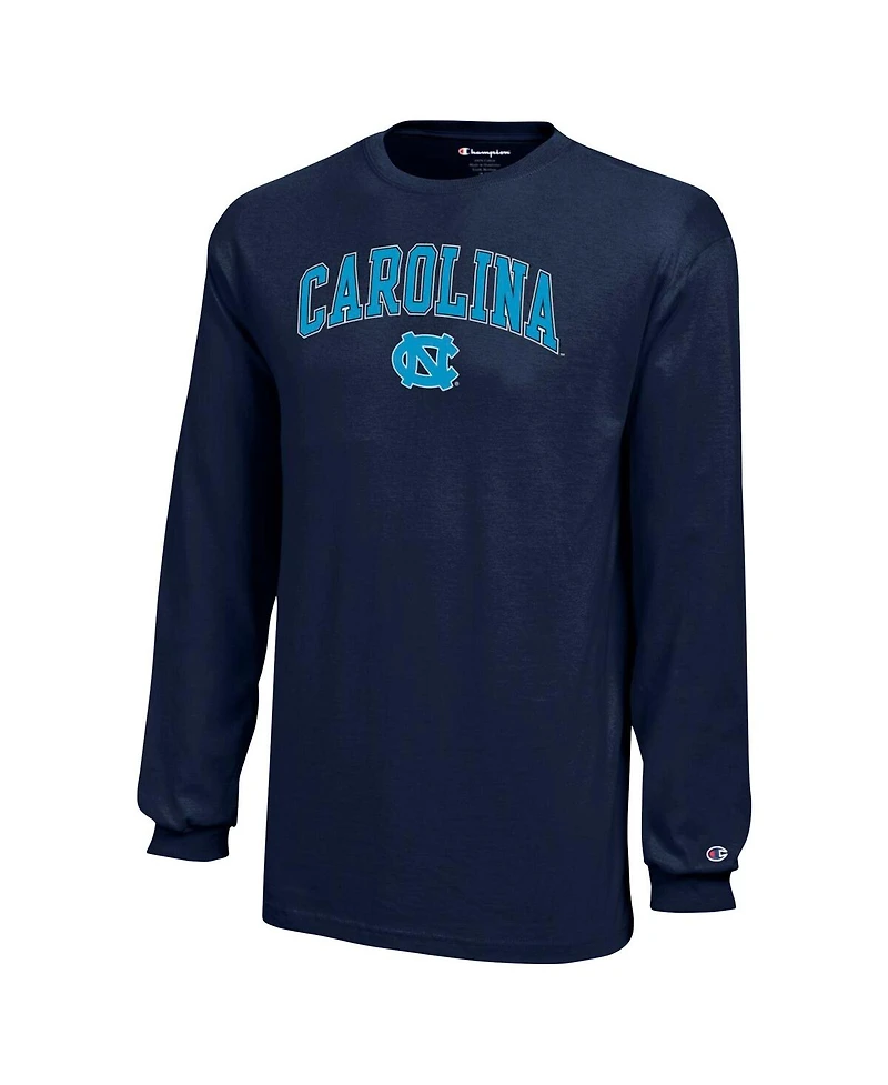 Champion Big Boys and Girls Navy North Carolina Tar Heels Arch Over Logo Long Sleeve T-Shirt