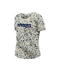 New Era Women's Cream Dallas Cowboys Glam Game Floral T-Shirt