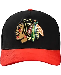 Mitchell & Ness Black/Red Chicago Blackhawks May Flowers Pro Crown Adjustable Hat