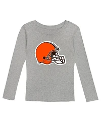 Outerstuff Toddler 2-Piece Heather Gray Cleveland Browns Long Sleeve T-Shirt and Pants Sleep Set