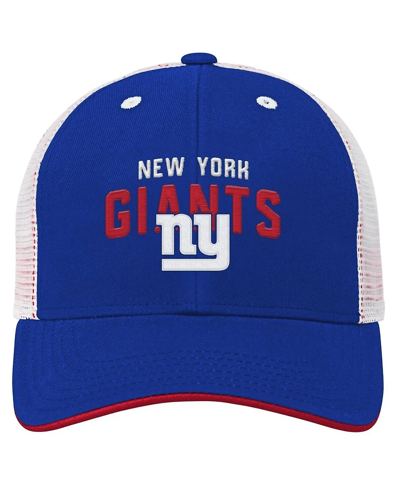 Outerstuff Big Boys and Girls Royal New York Giants Core Lockup Trucker Adjustable Hat