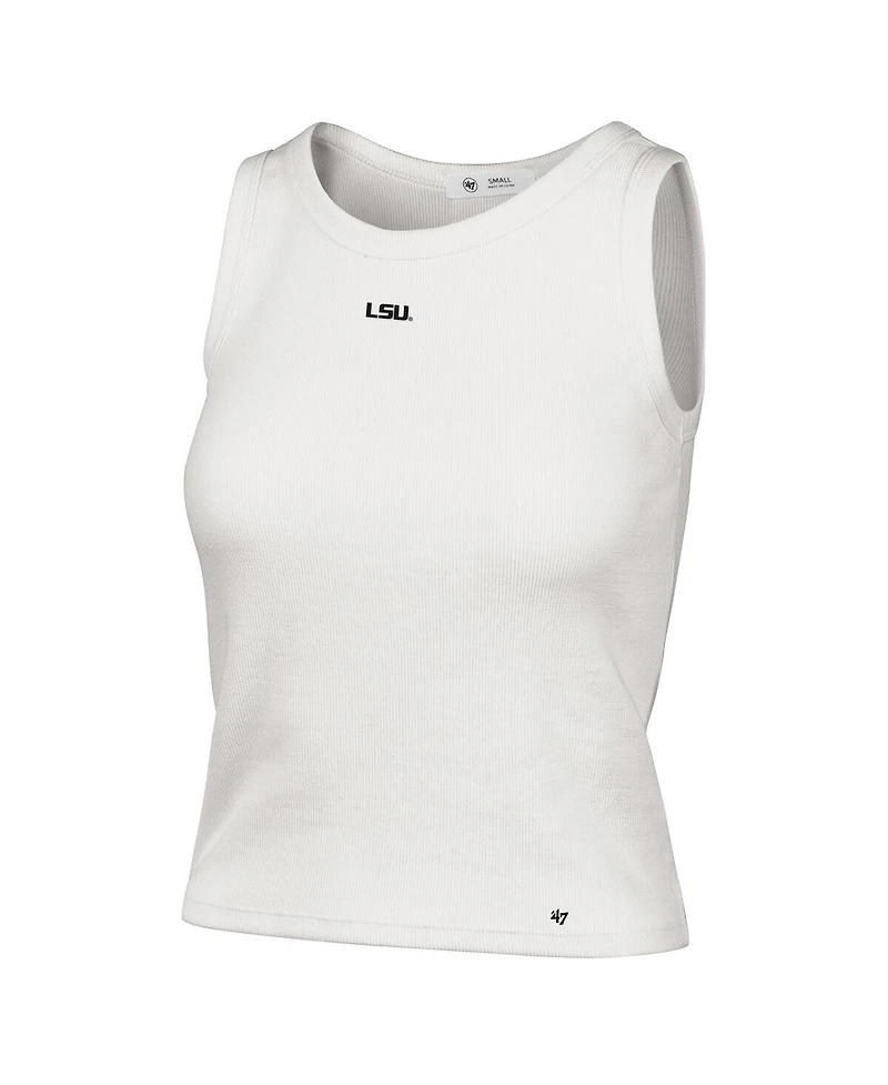 '47 Brand Women's Cream Lsu Tigers Micro Logo Ribbed Cropped Tank Top