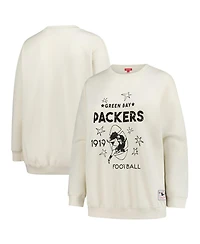Fanatics Women's Cream Green Bay Packers Plus Shooting Star Pullover Sweatshirt