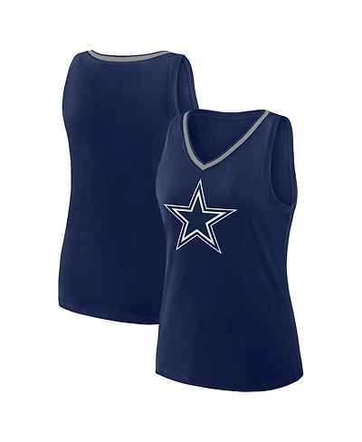 Logo Athletic Women's Navy Dallas Cowboys Plus Stellar Win V-Neck Tank Top