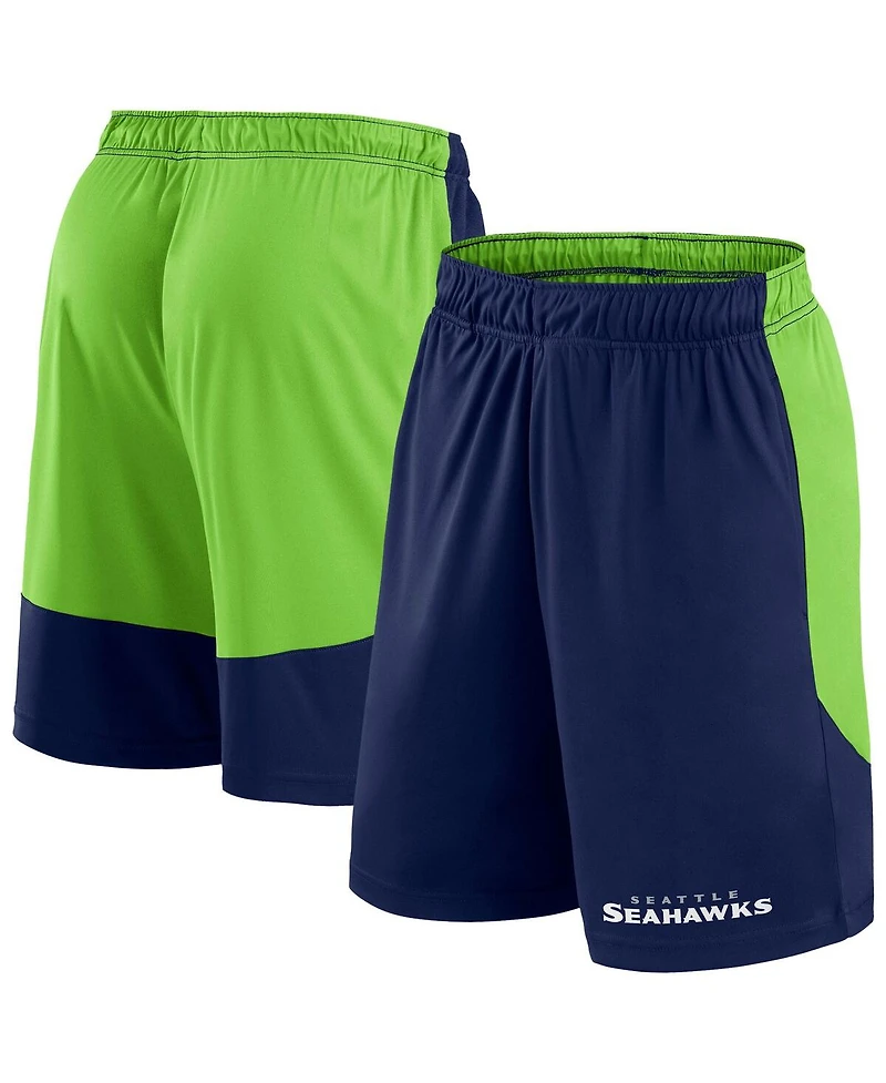 Fanatics Men's College Navy/Neon Green Seattle Seahawks Big Tall Launch Shorts