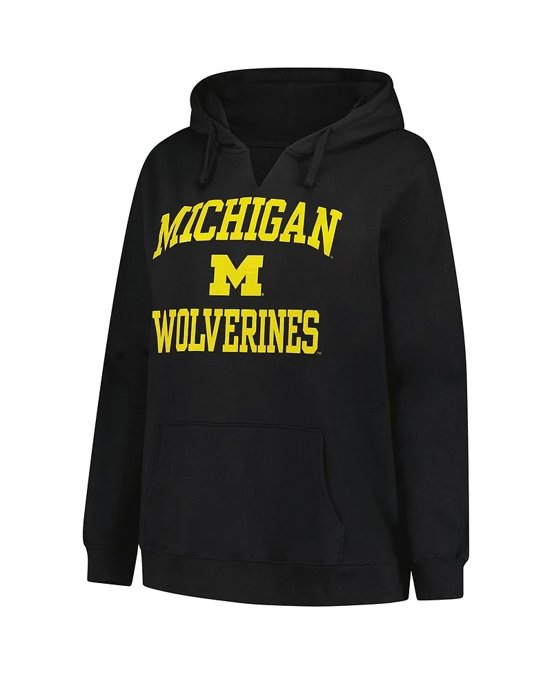 Champion Women's Black Michigan Wolverines Plus Heart Soul Notch Neck Pullover Hoodie
