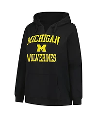 Champion Women's Black Michigan Wolverines Plus Heart Soul Notch Neck Pullover Hoodie