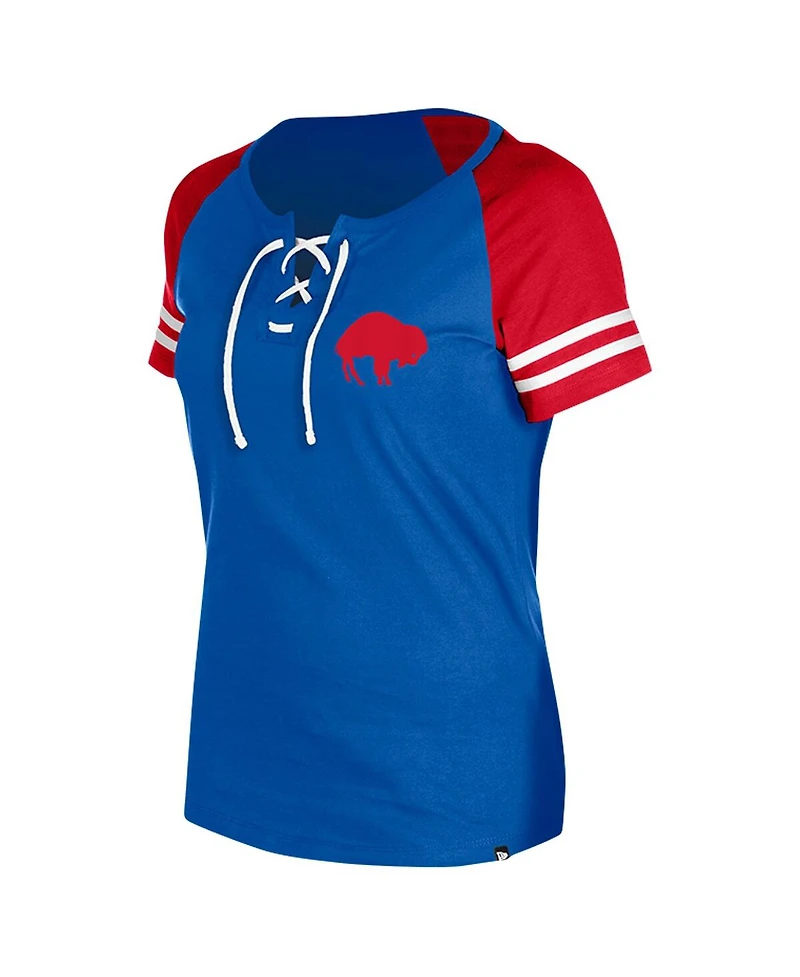 New Era Women's Royal Buffalo Bills Throwback Lace-Up Raglan T-Shirt