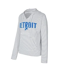 Concepts Sport Women's White/Gray Detroit Lions Liftoff Striped Notch Neck Pullover Hoodie