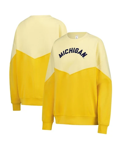ZooZatz Women's Yellow Michigan Wolverines Bestie Oversized Pullover Sweatshirt