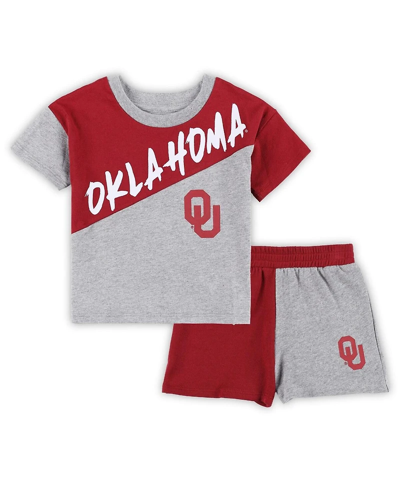 Outerstuff Toddler 2-Piece Heather Gray Oklahoma Sooners Super Star T-Shirt and Shorts Set