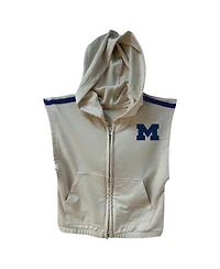Wes & Willy Girls Toddler 2-Piece Tan Michigan Wolverines Tri-Blend Sleeveless Full zip Hoodie and Tiered Skirt Set