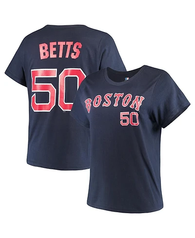 Majestic Women's Mookie Betts Navy Boston Red Sox Team Name Number T-Shirt